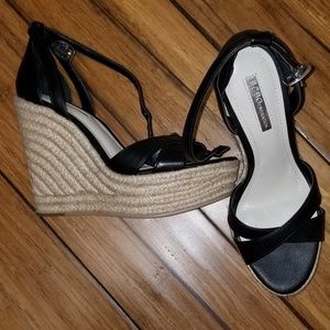 BCBGeneration Black Wedge Sandals